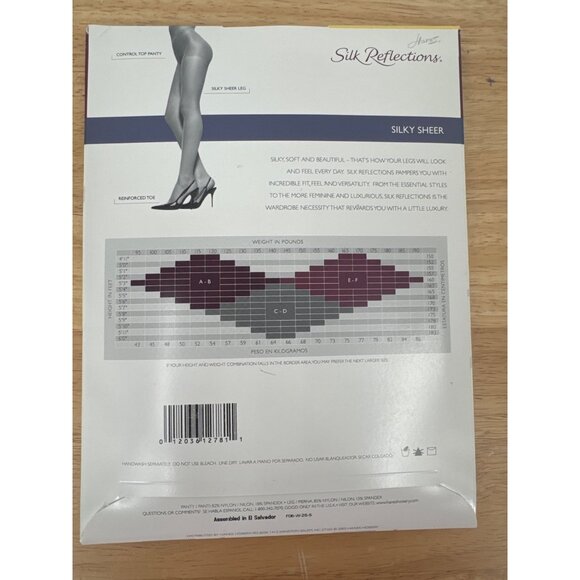 Hanes Silk Reflections Sheer Pantyhose Control Top Reinforced Toe Size AB Pearl - Picture 2 of 2